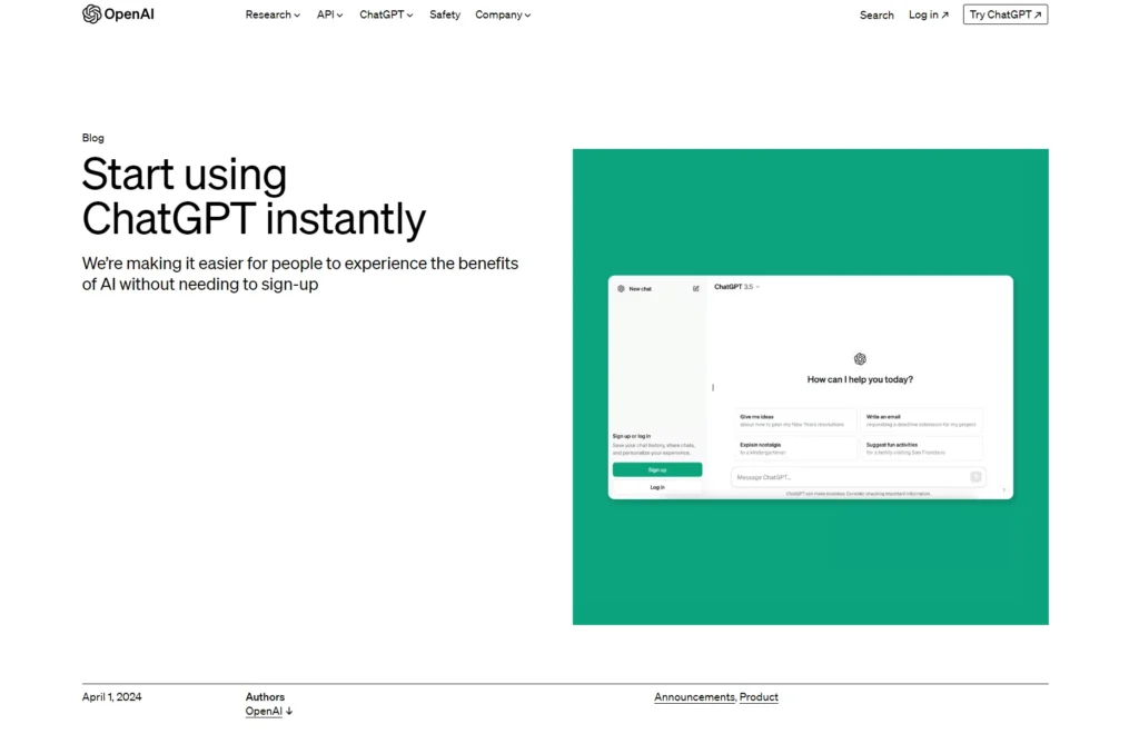 ChatGPT has become available for use without registration