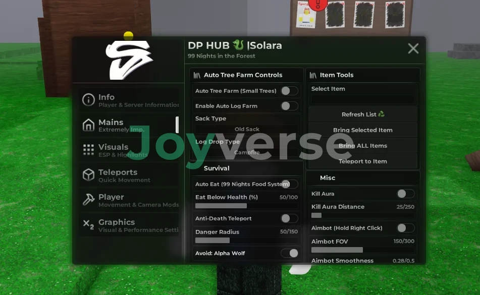 Скрипт на 99 Ночей для Xeno и Дельты без ключа - DP Hub  [Авто дерево, Килл Аура]
