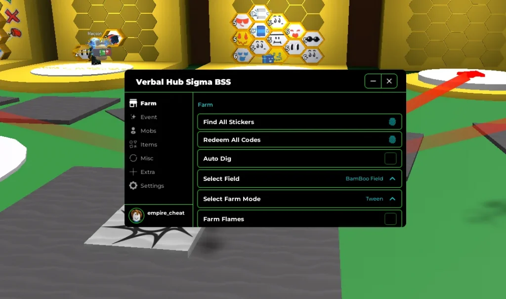 Скрипт на Bee Swarm Simulator в Роблокс без ключа - Verbal Hub Sigma (BSS) [Фарм, Все коды, Поиск всех стикеров]