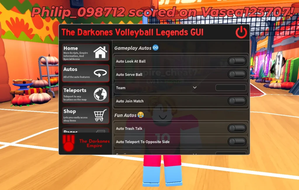 Скрипт на Volleyball Legends в Роблокс - The Darkones [СПИНЫ, ТЕЛЕПОРТ]