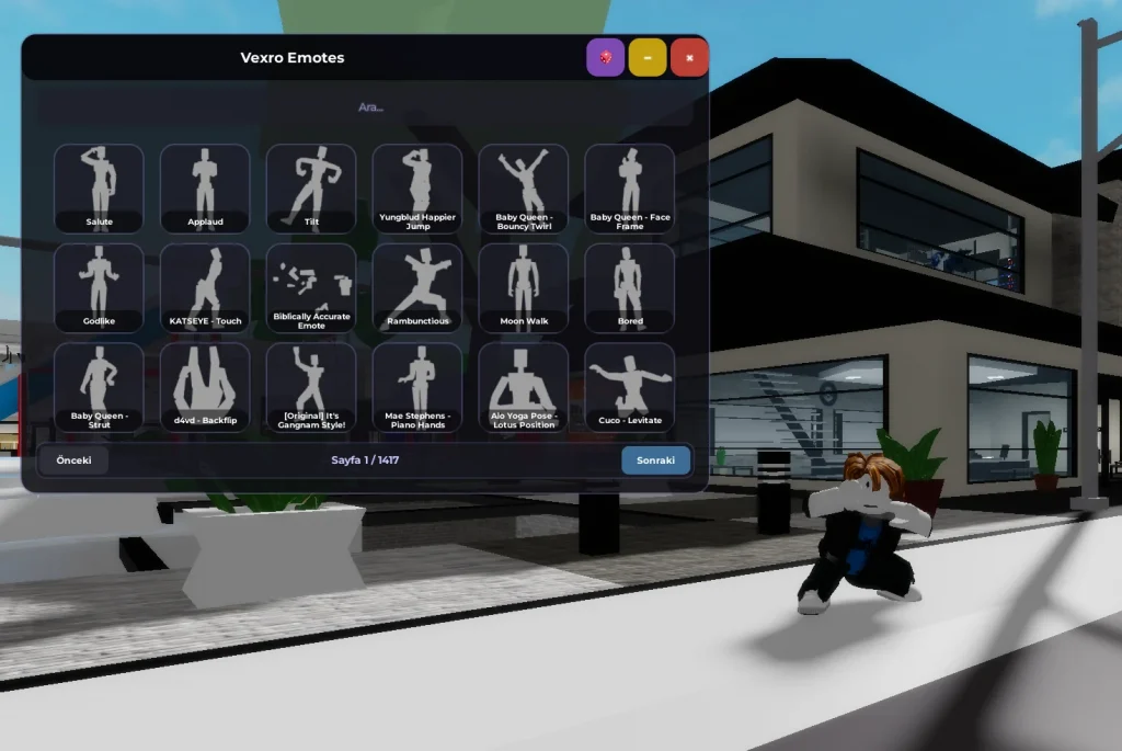 Скрипт на более 1000 анимаций для всех игр в Роблоксе - Vexre Emotes [Танцы, походки, эмоции]