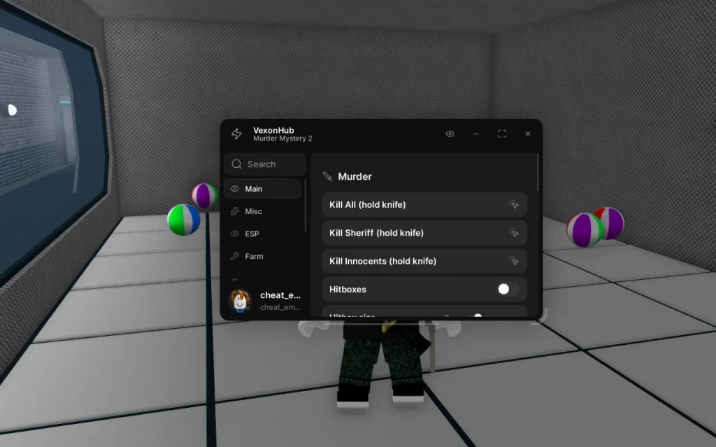 Чит на Murder Mystery 2 (MM2) без ключа VexonHub [ПОЛЕТ, ФАРМ, ВХ]
