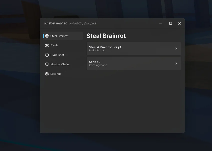 Универсальный чит на Роблокс для популярных игр - MASTXR Hub [Steal a Brainrot, Rivals, Hypershot]