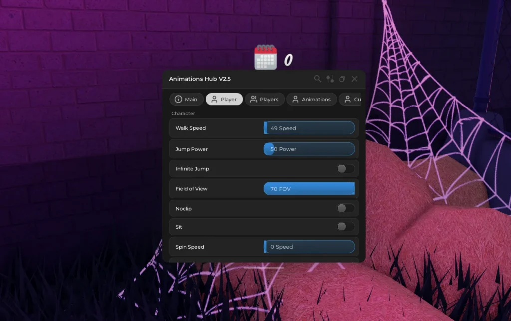 Универсальный скрипт в Roblox на анимации, ноуклип, полет и скорость