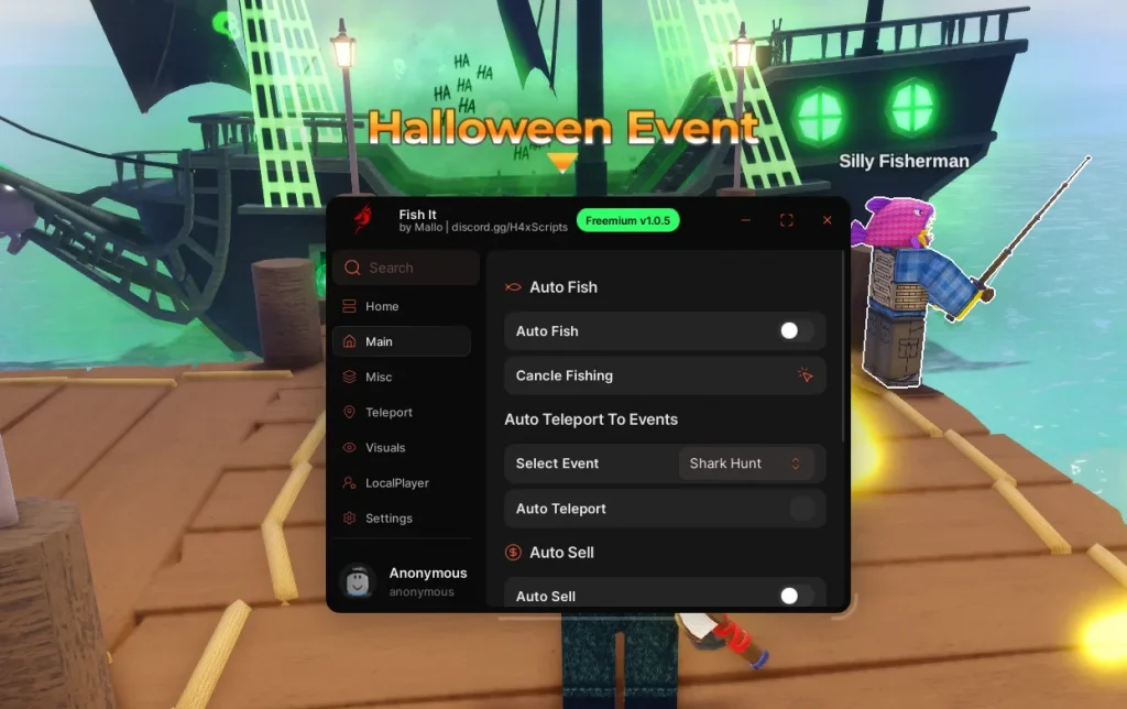 Скрипт на Fish It в Roblox без ключа - H4xScripts [ХЭЛЛОУИН, АВТО ФАРМ]