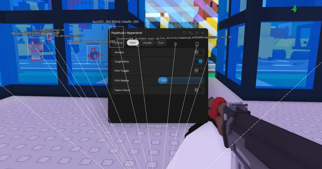 Скрипт на Hypershot в Роблокс без ключа - FeykHub [AIMBOT, ESP, NO COOLDOWN]