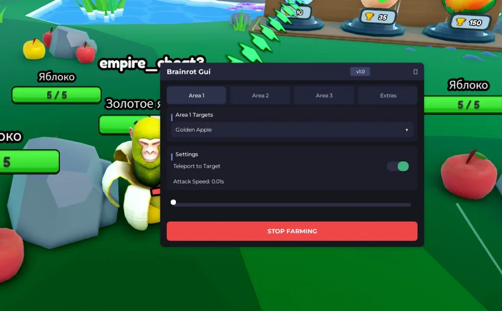 Скрипт для Авто Фарма в Эволюции Брейнрот в Роблокс без ключа - Brainrot Gui