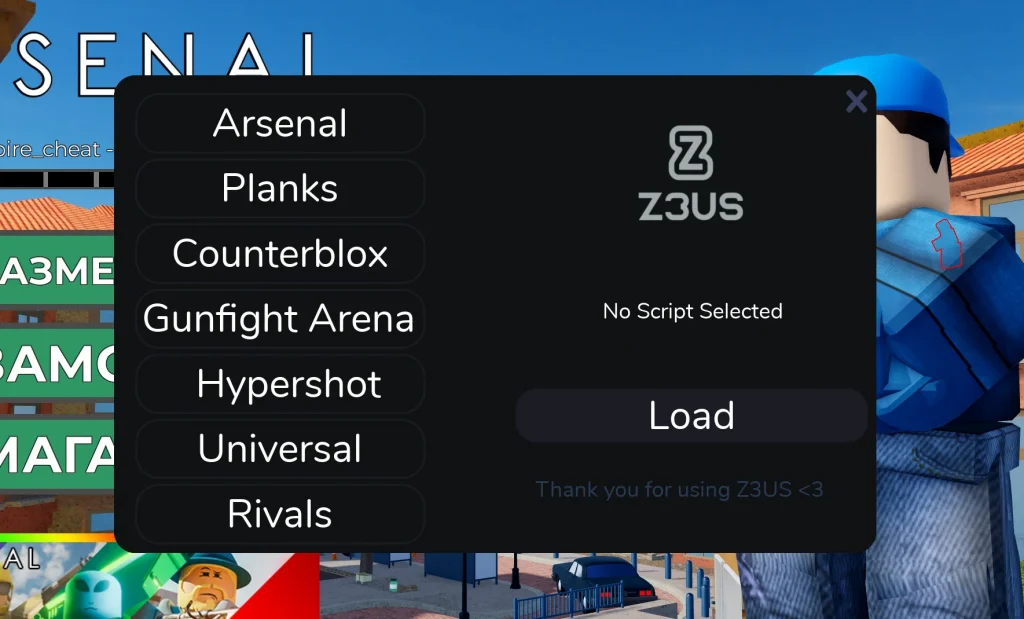 Универсальный скрипт на все стрелялки в Роблокс - Z3US [Арсенал, Ривалс, Гипершот, Контер Блокс]