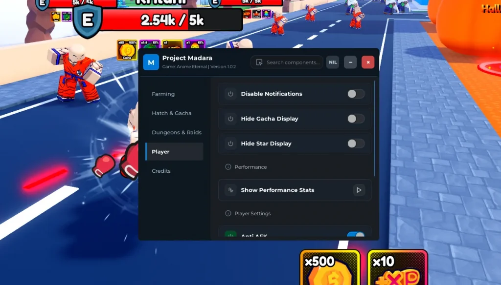 Project Madara скрипт без ключа на игру Аниме Вечный в Роблоксе