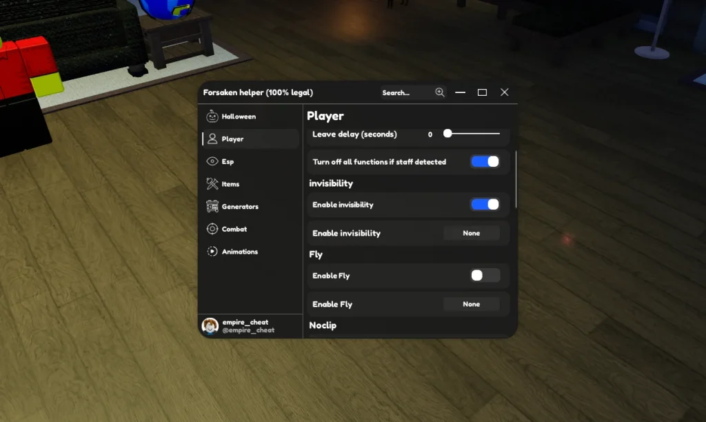 Скрипт на Forsaken (Заброшенный) без ключа в Роблокс [Невидимка, Авто генераторы, Стамина]