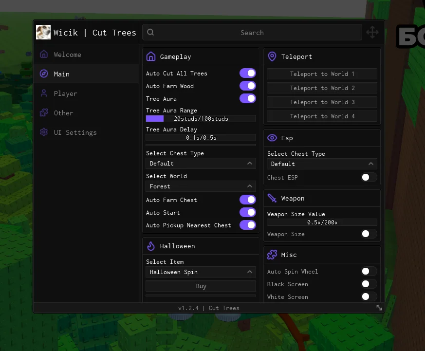Скрипт на Перерезать деревья в Роблокс без ключа [Автофарм]