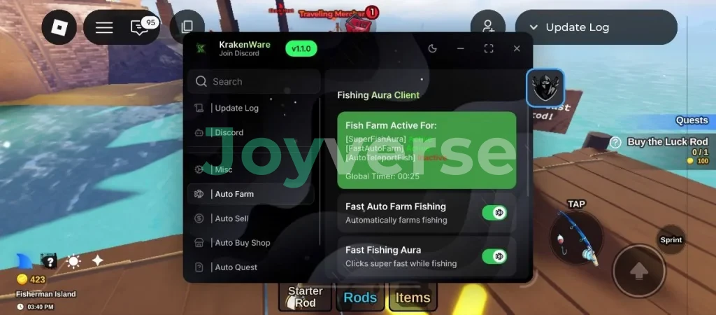 Рабочий скрипт на Фиш в Роблокс для телефонов и Дельты - KrakenWare [Auto Farm Fishing, Fishing Aura]