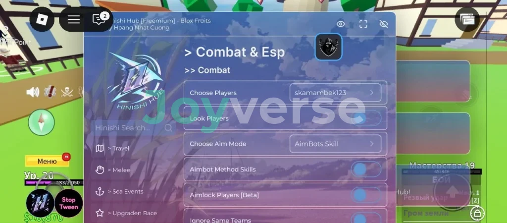 Чит на Blox Fruits в Roblox без ключа - Hinishi Hub [Аим, Фарм, Ивенты]