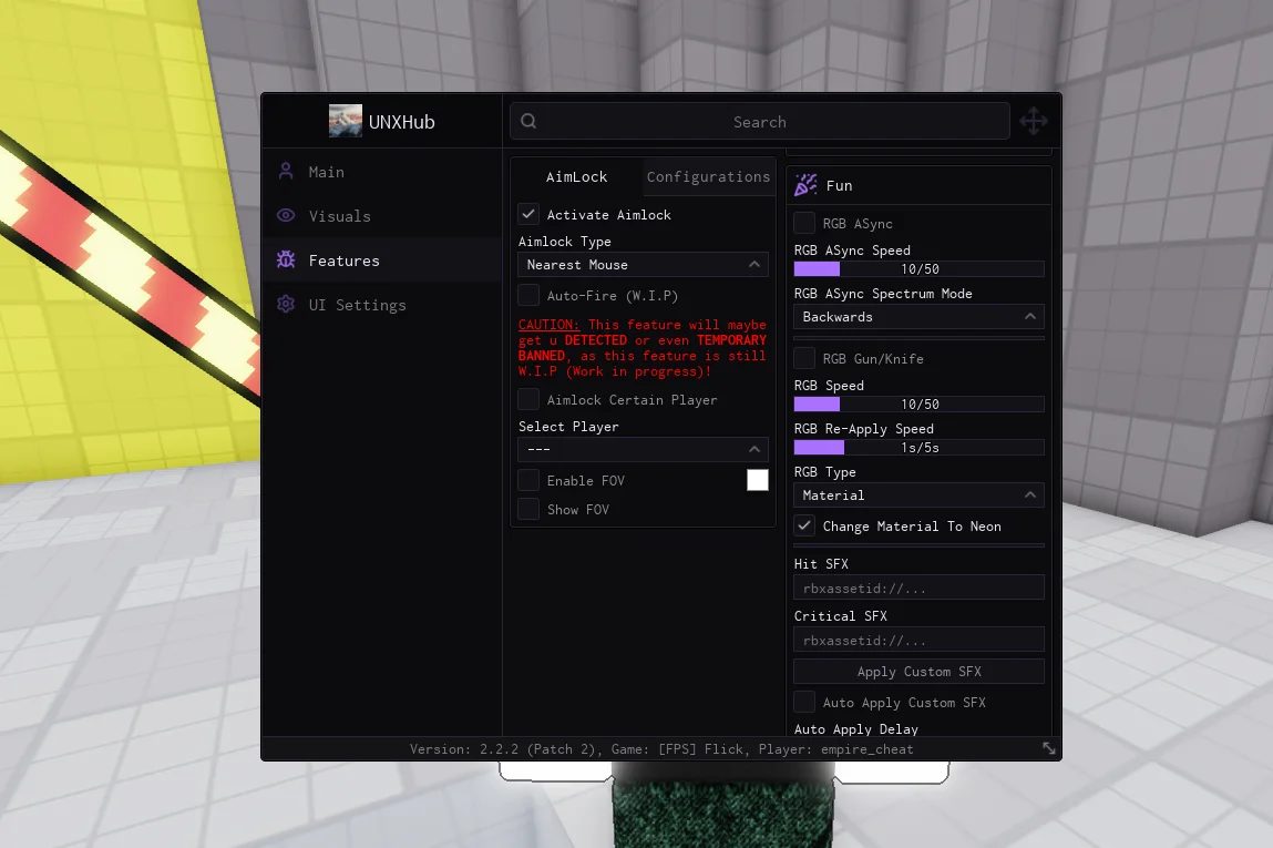 Скрипт на Флик в Роблокс Без Ключа [ВХ, АИМ ЛОК]