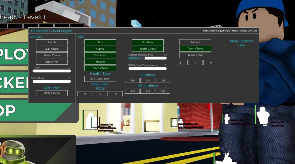 Скрипт на ESP и Aim в Roblox без ключа - DeleteMob Cheat Engine