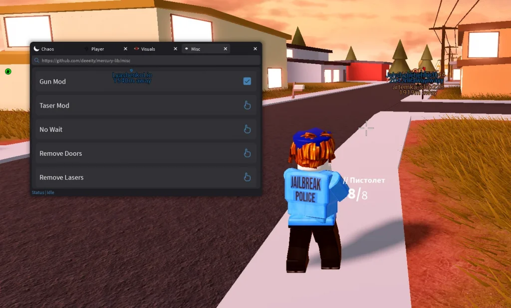 Скрипт на Jailbreak в Роблокс - Chaos [ЕСП, УДАЛЕНИЕ ВСЕХ ДВЕРЕЙ, СКОРОСТЬ]