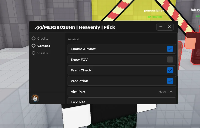 Чит на Flick в Роблокс с аимом и вх без ключа - Heavenly 
