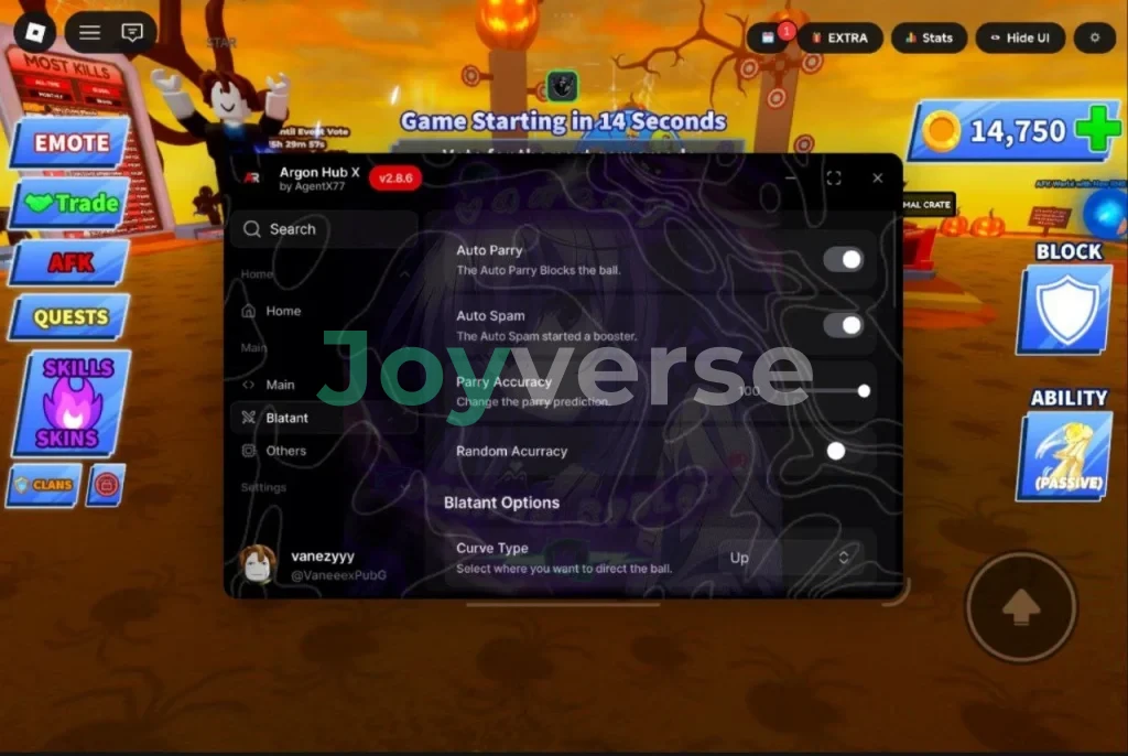 Скрипт на Блейд Бол в Роблокс без ключа - Argon Hub X [Авто пари, Скинченжер]