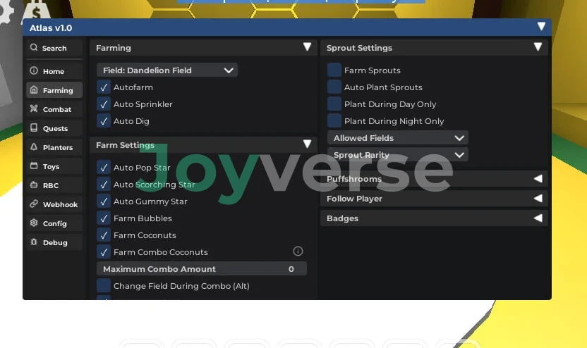 Хороший скрипт  на Симулятор стаи пчел - Atlas v1.0 [Auto Farm, Auto Dig, Auto Pop Star]