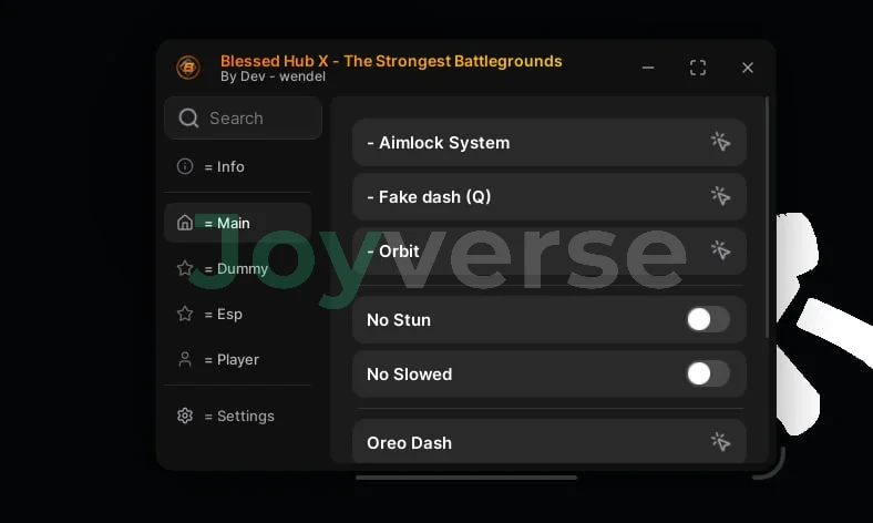 Скрипт на The Strongest Battlegrounds в Роблокс - Blessed Hub X [Aimlock System, Fake dash, No Stun]