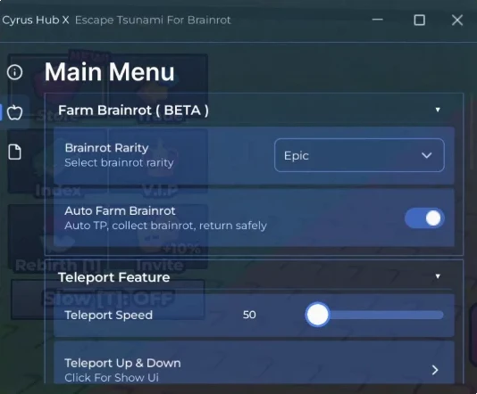 Скрипт на Эскейп Цунами Фор Брейнротс (Роблокс) — Авто Фарм ГУИ